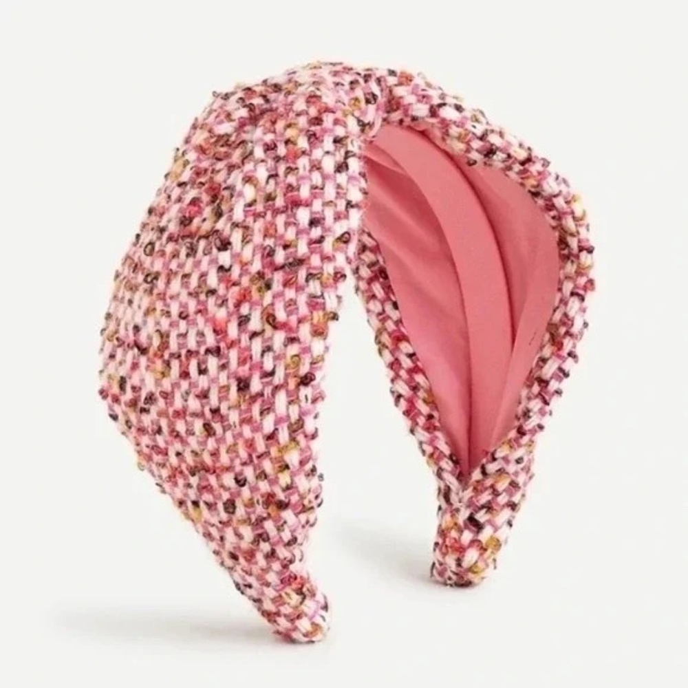 NWT  J. Crew Wide Knot Pink Tweed Headband